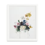 Sage Barnes floral arrangement painting on white background framed in white