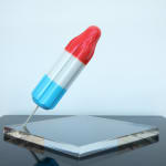 Derrick Adams sculpture "Cool Down" of a sculpture of a Bomb Pop popsicle in on stand