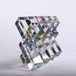 Cubic Dylan Martinez glass sculpture refracting visible light frequencies