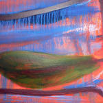 Detail view of Wild Poppies Study showing paint streaks