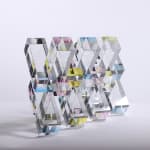 Cubic Dylan Martinez glass sculpture refracting visible light frequencies