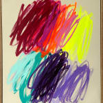 Christina Gschwantner abstract painting of multicolored scribbles on nude background