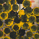 Jorge Luis Santos painting with black and yellow spots