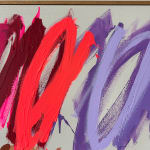 Christina Gschwanter abstract painting of multicolored scribble on beige background