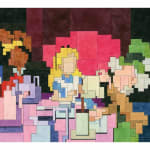 Adam Lister watercolor painting of Alice In Wonderland in 8-bit graphic style