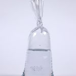 Dylan Martinez glass water bag sculpture with two air bubble fish