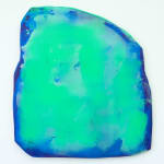 Nick Schleicher abstract painting custom shaped blob canvas with blue and green gradient
