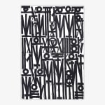 Retna print with white background and black diamond dust calligraphy
