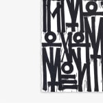 Retna print with white background and black diamond dust calligraphy