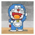 Adam Lister watercolor painting of Doraemon in 8-bit graphic style