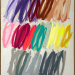Christina Gschwantner abstract painting of multicolored scribble on beige background