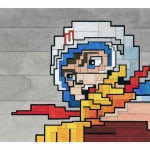 Adam Lister watercolor painting of Speed Racer in 8-bit graphic style