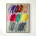 Christina Gschwantner abstract painting of multicolored scribble on beige background