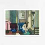 Adam Lister watercolor painting of Edward Hoppers Eleven AM in 8-bit graphic style