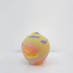 Hedy Yang vase painted with yellow sunset sky and pink and blue clouds