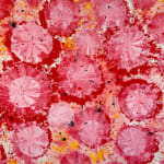 Jorge Luis Santos painting with black and yellow spots