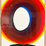 Ted Collier figurative circle series painting with abstract figure and multi colored head