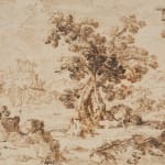 Giulio Parigi, Rocky Landscape with Trees and Temple Ruins / Paysage rocheux arboré avec les ruines d'un temple, ca. 1615
