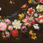 Giovanni Stanchi, Flower Garland with Goldfinches and Butterflies/ Guirlande de fleurs aux chardonnerets et aux papillons , 1626 - 1640