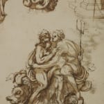 Baccio del Bianco (attributed to / attribué à), Study sheet: three architectural details; Neptune and Salacia/ Feuille d’étude : trois...