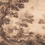 Giulio Parigi, Rocky Landscape with Trees and Temple Ruins / Paysage rocheux arboré avec les ruines d'un temple, ca. 1615