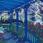 Front porch with lightning strike