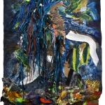 Blue irregular shaped abstract painting