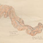 Detail view of Abstract red marker drawing on vellum paper