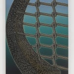 Curved wooden structure with chain link abstracted