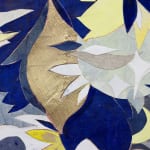 Detail of abstract collage created from cut-up paintings and studio detritus