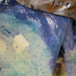 Detail view of multimedia wall sculpture