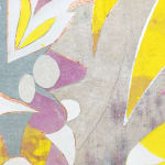 Detail of Perfumed Garden II abstract white gray gold and purple shapes