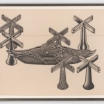 Framed drawing with formation of 'x' shaped structures