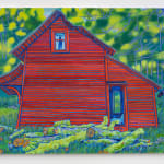 Red barn with crushed roof
