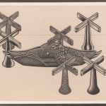 Framed drawing with formation of 'x' shaped structures