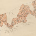 Detail view of Abstract red marker drawing on vellum paper