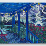 Front porch with lightning strike