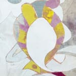 Detail of Perfumed Garden II abstract white shapes with gold and purple highlights