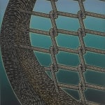 Curved wooden structure with chain link abstracted