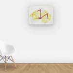 Wall view of Red and yellow watercolor painting on paper