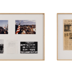 Framed image of photographs and newspaper articles