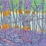 Forest scene in fluorescent orange and purple