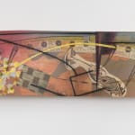 board with tickets and colorful painting going across