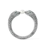 A natural pearl and diamond hinged bangle