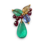 An emerald, ruby, citrine and sapphire brooch