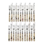 FREDRICK ELKINGTON, A set of twelve silver fish knives and forks with Shibayama handles, 1880-1882