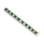 A cabochon emerald and diamond bracelet