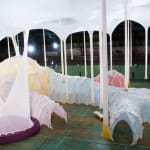 sculpture installation inside armory