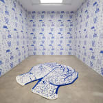Slavs and Tatars woven floor sculpture of hands