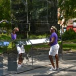 mirrored monument covered